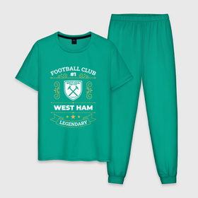 Мужская пижама хлопок с принтом West Ham   FC 1 , 100% хлопок | брюки и футболка прямого кроя, без карманов, на брюках мягкая резинка на поясе и по низу штанин
 | Тематика изображения на принте: club | football | ham | logo | west | west ham | вест | клуб | лого | мяч | символ | спорт | футбол | футболист | футболисты | футбольный | хэм