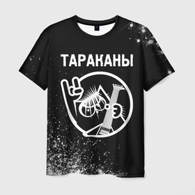 Мужская футболка 3D с принтом Тараканы | КОТ | Краска в Санкт-Петербурге, 100% полиэфир | прямой крой, круглый вырез горловины, длина до линии бедер | band | metal | rock | группа | кот | краска | краски | рок | тараканы
