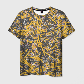 Мужская футболка 3D с принтом Простые карандаши в Санкт-Петербурге, 100% полиэфир | прямой крой, круглый вырез горловины, длина до линии бедер | дизайнер | карандаш | паттрен | простой | художник | школа