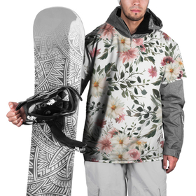 Накидка на куртку 3D с принтом Цветы Акварельно Белые в Курске, 100% полиэстер |  | flowers | природа | растение | флора | цветы