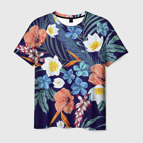 Мужская футболка 3D с принтом Цветы Экзотические в Тюмени, 100% полиэфир | прямой крой, круглый вырез горловины, длина до линии бедер | flowers | природа | растение | флора | цветы