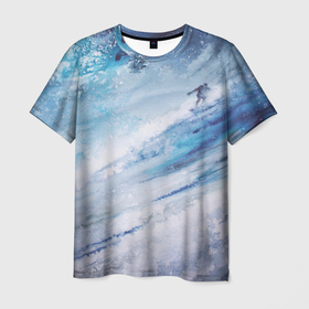 Мужская футболка 3D с принтом Противостояние волне в Екатеринбурге, 100% полиэфир | прямой крой, круглый вырез горловины, длина до линии бедер | ognivo | акварель | акварельный рисунок | большая волна | бушующий океан | волна | живопись | ильина ирина | море | огниво | океан | развлечения | рисунок акварелью | серфер | серфингист | спорт | хобби