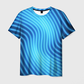 Мужская футболка 3D с принтом Abstraction neon lines в Кировске, 100% полиэфир | прямой крой, круглый вырез горловины, длина до линии бедер | abstraction | lines | neon | абсткратные | линии | неон | неоновые
