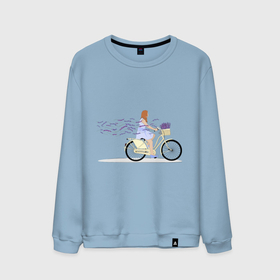 Мужской свитшот хлопок с принтом Девушка с лавандой в Кировске, 100% хлопок |  | велосипед | девушка | девушка на велосипеде | лаванда | цветок