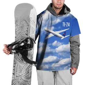 Накидка на куртку 3D с принтом Самолет Ту 214. , 100% полиэстер |  | blue sky | civil | clouds | flies | plane | takeoff | tupolev | взлет | голубое небо | гражданский | летит | облака | самолет | ту 214 | туполев