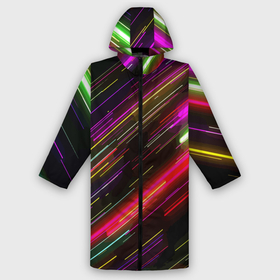 Дождевик унисекс 3D с принтом Неоновый паттерн  Abstraction в Ухте,  |  | abstraction | lights | neon | pattern | абстракция | неон | огни | узор