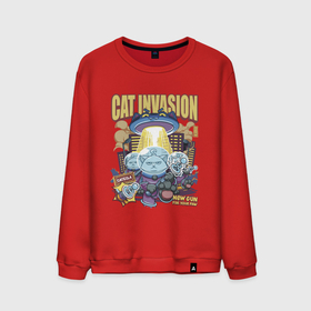 Мужской свитшот хлопок с принтом Cat Invasion: Tesla Gun в Екатеринбурге, 100% хлопок |  | aliens | anime | cute | meow | paw | retro | ufo | vintage | атака | вой | вторжение | зло | инопланетянин | комиксы | космонавты | космос | кот | котейка | котик | котэ | молния | нападение | нападение кота | наука | нло | оружие