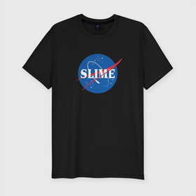 Мужская футболка хлопок Slim с принтом Slime art Nasa в Новосибирске, 92% хлопок, 8% лайкра | приталенный силуэт, круглый вырез ворота, длина до линии бедра, короткий рукав | anime | slime | аниме | анимэ | о моём перерождении в слизь | слайм