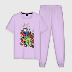 Мужская пижама хлопок с принтом Маленький Донни в Петрозаводске, 100% хлопок | брюки и футболка прямого кроя, без карманов, на брюках мягкая резинка на поясе и по низу штанин
 | арт | герой | иллюстрация | персонаж | праздник