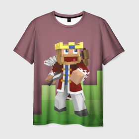Мужская футболка 3D с принтом Minecraft   Hero   Video game в Кировске, 100% полиэфир | прямой крой, круглый вырез горловины, длина до линии бедер | hero | minecraft | sword | video game | видеоигра | герой | майнкрафт | меч