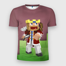 Мужская футболка 3D Slim с принтом Minecraft   Hero   Video game , 100% полиэстер с улучшенными характеристиками | приталенный силуэт, круглая горловина, широкие плечи, сужается к линии бедра | hero | minecraft | sword | video game | видеоигра | герой | майнкрафт | меч