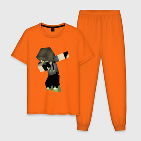Мужская пижама хлопок с принтом Minecraft   Dab   Hero в Тюмени, 100% хлопок | брюки и футболка прямого кроя, без карманов, на брюках мягкая резинка на поясе и по низу штанин
 | dab | hero | minecraft | video game | видеоигра | герой | майнкрафт | персонаж
