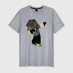 Мужская футболка хлопок Slim с принтом Minecraft   Dab   Hero в Курске, 92% хлопок, 8% лайкра | приталенный силуэт, круглый вырез ворота, длина до линии бедра, короткий рукав | Тематика изображения на принте: dab | hero | minecraft | video game | видеоигра | герой | майнкрафт | персонаж