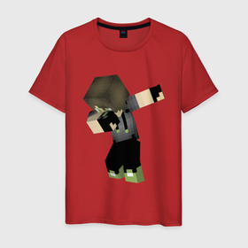 Мужская футболка хлопок с принтом Minecraft   Dab   Hero в Санкт-Петербурге, 100% хлопок | прямой крой, круглый вырез горловины, длина до линии бедер, слегка спущенное плечо. | dab | hero | minecraft | video game | видеоигра | герой | майнкрафт | персонаж