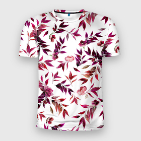 Мужская футболка 3D Slim с принтом Цветы Летние Розовые в Петрозаводске, 100% полиэстер с улучшенными характеристиками | приталенный силуэт, круглая горловина, широкие плечи, сужается к линии бедра | flowers | природа | растение | флора | цветы