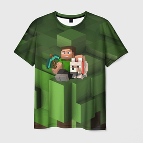 Мужская футболка 3D с принтом Minecraft   Heroes   Video game , 100% полиэфир | прямой крой, круглый вырез горловины, длина до линии бедер | Тематика изображения на принте: boy | dog | heroes | minecraft | video game | видеоигра | герои | майнкрафт | персонажи | собака