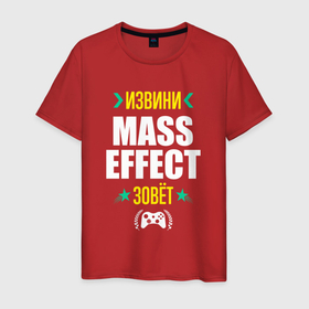 Мужская футболка хлопок с принтом Извини Mass Effect Зовет , 100% хлопок | прямой крой, круглый вырез горловины, длина до линии бедер, слегка спущенное плечо. | effect | logo | игра | игры | извини | лого | логотип | масс | символ | эффект