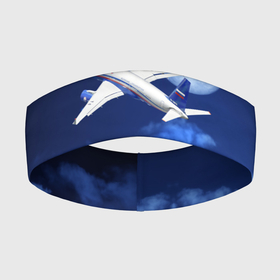 Повязка на голову 3D с принтом Пассажирский самолет Ту 214 в Тюмени,  |  | blue sky | civil | clouds | flies | plane | takeoff | tupolev | взлет | голубое небо | гражданский | летит | облака | самолет | ту 214 | туполев