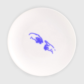 Тарелка с принтом Сотворение Адама (neon) , фарфор | диаметр - 210 мм
диаметр для нанесения принта - 120 мм | 