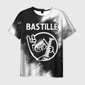 Мужская футболка 3D с принтом Bastille   КОТ   Краска в Кировске, 100% полиэфир | прямой крой, круглый вырез горловины, длина до линии бедер | Тематика изображения на принте: band | bastille | metal | rock | бастилия | группа | кот | краска | краски | рок