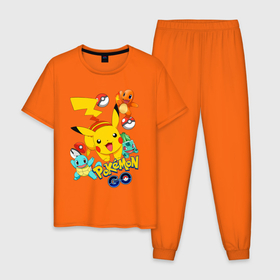 Мужская пижама хлопок с принтом ПОКЕМОНЫ | POKEMON. в Курске, 100% хлопок | брюки и футболка прямого кроя, без карманов, на брюках мягкая резинка на поясе и по низу штанин
 | anime | game | go | japan | manga | pika | pikachu | pokemon | аниме | бульбазавр | детский | игра | манга | мультфильм | пика | пикачу | сквиртл | чермандер | япония