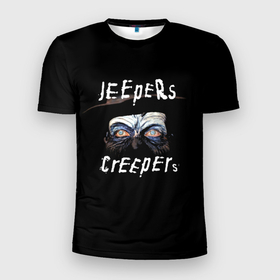 Мужская футболка 3D Slim с принтом Джиперс Криперс в шляпе в Тюмени, 100% полиэстер с улучшенными характеристиками | приталенный силуэт, круглая горловина, широкие плечи, сужается к линии бедра | creepers | jeepers | джиперс | джиперс криперс | киногерой | криперс | ужасы