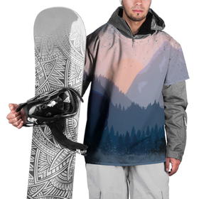 Накидка на куртку 3D с принтом Call of the Mountain в Екатеринбурге, 100% полиэстер |  | вечер | гора | зима | лес | природа