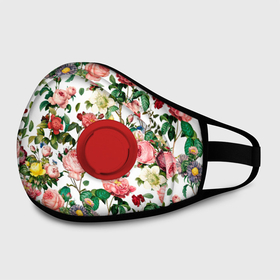 Маска из неопрена с принтом Узор из летних роз | Summer Roses Pattern в Курске, неопрен 100% | Форма огибающая нос. Резинки для ушей с дополнительной резинкой на затылке. Клапан для выдоха для активного дыхания при занятиях спортом. Эластичный материал маски и окантовки для лучшего растяжения и прилегания маски.  | bouquet | collage | floral | flower | leafs | roses | spring | sum | summertime | акварель | акварельные цветы | букет цветов | весна | зелень | коллаж | летние цветы | летний узор | лето | листья | пион | пионы | рисунок цветов | розы