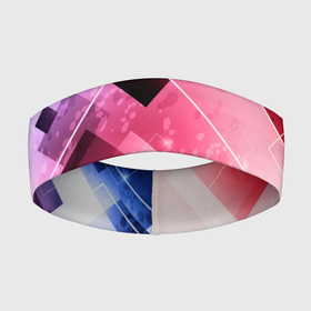 Повязка на голову 3D с принтом Розово голубая абстрактная геометрия в Петрозаводске,  |  | абстракция | бежевый | геометрия | квадрат | красный | розовый | синий