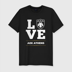 Мужская футболка хлопок Slim с принтом AEK Athens Love Classic в Кировске, 92% хлопок, 8% лайкра | приталенный силуэт, круглый вырез ворота, длина до линии бедра, короткий рукав | Тематика изображения на принте: aek | aek athens | athens | club | football | logo | love | аек | клуб | лого | мяч | символ | спорт | футбол | футболист | футболисты | футбольный