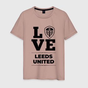 Мужская футболка хлопок с принтом Leeds United Love Классика в Петрозаводске, 100% хлопок | прямой крой, круглый вырез горловины, длина до линии бедер, слегка спущенное плечо. | club | football | leeds | leeds united | logo | love | united | клуб | лидс | лого | мяч | символ | спорт | футбол | футболист | футболисты | футбольный | юнайтед