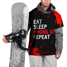 Накидка на куртку 3D с принтом Eat Sleep Among Us Repeat + Брызги в Кировске, 100% полиэстер |  | among us | eat sleep among us repeat | logo | paint | амонг ас | брызги | игра | игры | краска | лого | логотип | символ
