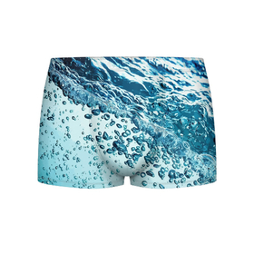 Мужские трусы 3D с принтом Wave   Pacific ocean в Новосибирске, 50% хлопок, 50% полиэстер | классическая посадка, на поясе мягкая тканевая резинка | Тематика изображения на принте: bubbles | ocean | sea | water | wave | вода | волна | море | океан | пузырьки