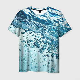 Мужская футболка 3D с принтом Wave   Pacific ocean в Санкт-Петербурге, 100% полиэфир | прямой крой, круглый вырез горловины, длина до линии бедер | bubbles | ocean | sea | water | wave | вода | волна | море | океан | пузырьки