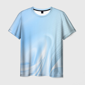 Мужская футболка 3D с принтом Голубые завихрения , 100% полиэфир | прямой крой, круглый вырез горловины, длина до линии бедер | Тематика изображения на принте: абстракция | голубые | завихрения | решетка | сетка