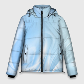 Мужская зимняя куртка 3D с принтом Голубые завихрения в Кировске, верх — 100% полиэстер; подкладка — 100% полиэстер; утеплитель — 100% полиэстер | длина ниже бедра, свободный силуэт Оверсайз. Есть воротник-стойка, отстегивающийся капюшон и ветрозащитная планка. 

Боковые карманы с листочкой на кнопках и внутренний карман на молнии. | абстракция | голубые | завихрения | решетка | сетка