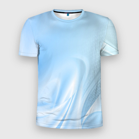 Мужская футболка 3D Slim с принтом Голубые завихрения в Петрозаводске, 100% полиэстер с улучшенными характеристиками | приталенный силуэт, круглая горловина, широкие плечи, сужается к линии бедра | абстракция | голубые | завихрения | решетка | сетка