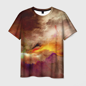 Мужская футболка 3D с принтом Красочная пасмурность в Петрозаводске, 100% полиэфир | прямой крой, круглый вырез горловины, длина до линии бедер | colours | абстракция | краски | облака | пасмурно | цвета