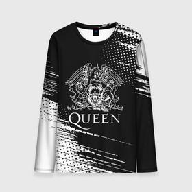 Мужской лонгслив 3D с принтом Queen герб квин в Екатеринбурге, 100% полиэстер | длинные рукава, круглый вырез горловины, полуприлегающий силуэт | queen | квин | мистер робот | музыка | рами малек | рок | фредди меркьюри