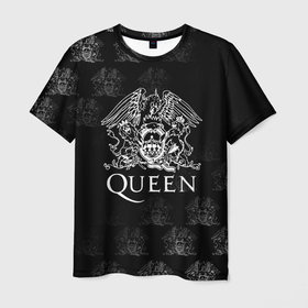 Мужская футболка 3D с принтом Queen pattern в Рязани, 100% полиэфир | прямой крой, круглый вырез горловины, длина до линии бедер | queen | квин | мистер робот | музыка | рами малек | рок | фредди меркьюри