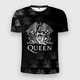 Мужская футболка 3D Slim с принтом Queen pattern в Рязани, 100% полиэстер с улучшенными характеристиками | приталенный силуэт, круглая горловина, широкие плечи, сужается к линии бедра | queen | квин | мистер робот | музыка | рами малек | рок | фредди меркьюри
