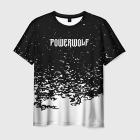 Мужская футболка 3D с принтом powerwolf: белые брызги в Новосибирске, 100% полиэфир | прямой крой, круглый вырез горловины, длина до линии бедер | heavy metal | metal | napalm records | power metal | powerwolf | wolf
