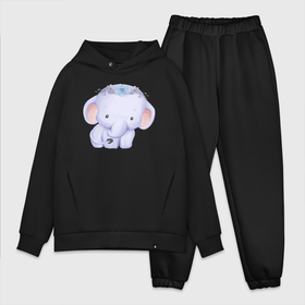 Мужской костюм хлопок OVERSIZE с принтом Милый Слонёнок ,  |  | animals | beast | cute | животные | звери | милый | слон | слонёнок