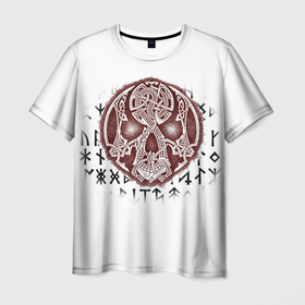 Мужская футболка 3D с принтом Рунный нежить в Кировске, 100% полиэфир | прямой крой, круглый вырез горловины, длина до линии бедер | undead | руны | скандинавия | стиль викингов | череп