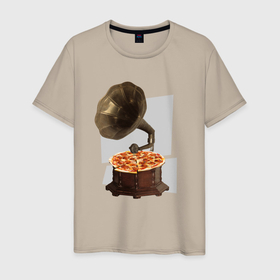 Мужская футболка хлопок с принтом Пицца пластинка и граммофон | Pizza Gramophone в Белгороде, 100% хлопок | прямой крой, круглый вырез горловины, длина до линии бедер, слегка спущенное плечо. | abstract | choriso | collage | fast food | fastfood | food | pepperoni | phonograph | surreal | vinyl | vynil | абстракция | винил | коллаж | патефон | пепперони | пепперончино | прикол | сюрреализм | фастфуд | фонограф | чоризо | юмор