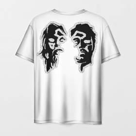 Мужская футболка 3D с принтом Крылья ангела в лицах в Кировске, 100% полиэфир | прямой крой, круглый вырез горловины, длина до линии бедер | крылья | лица | мужчина | силуэт | старик