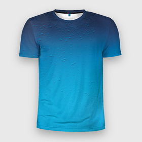 Мужская футболка 3D Slim с принтом Конденсат в Петрозаводске, 100% полиэстер с улучшенными характеристиками | приталенный силуэт, круглая горловина, широкие плечи, сужается к линии бедра | вода | капли | конденсат | роса | стекло