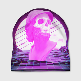 Шапка 3D с принтом Vaporwave   Skull   Психоделика в Тюмени, 100% полиэстер | универсальный размер, печать по всей поверхности изделия | mountains | psychedelic | skull | sun | vaporwave | горы | психоделика | солнце | череп