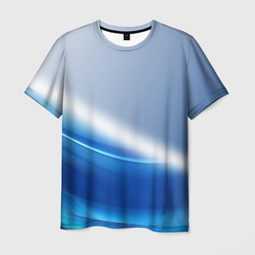Мужская футболка 3D с принтом Цифровая волна в Курске, 100% полиэфир | прямой крой, круглый вырез горловины, длина до линии бедер | Тематика изображения на принте: абстракция | волна | линии | линия | синий