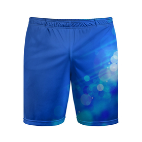 Мужские шорты спортивные с принтом Блики на синем фоне ,  |  | блики | круги | пузырьки | синий | фон